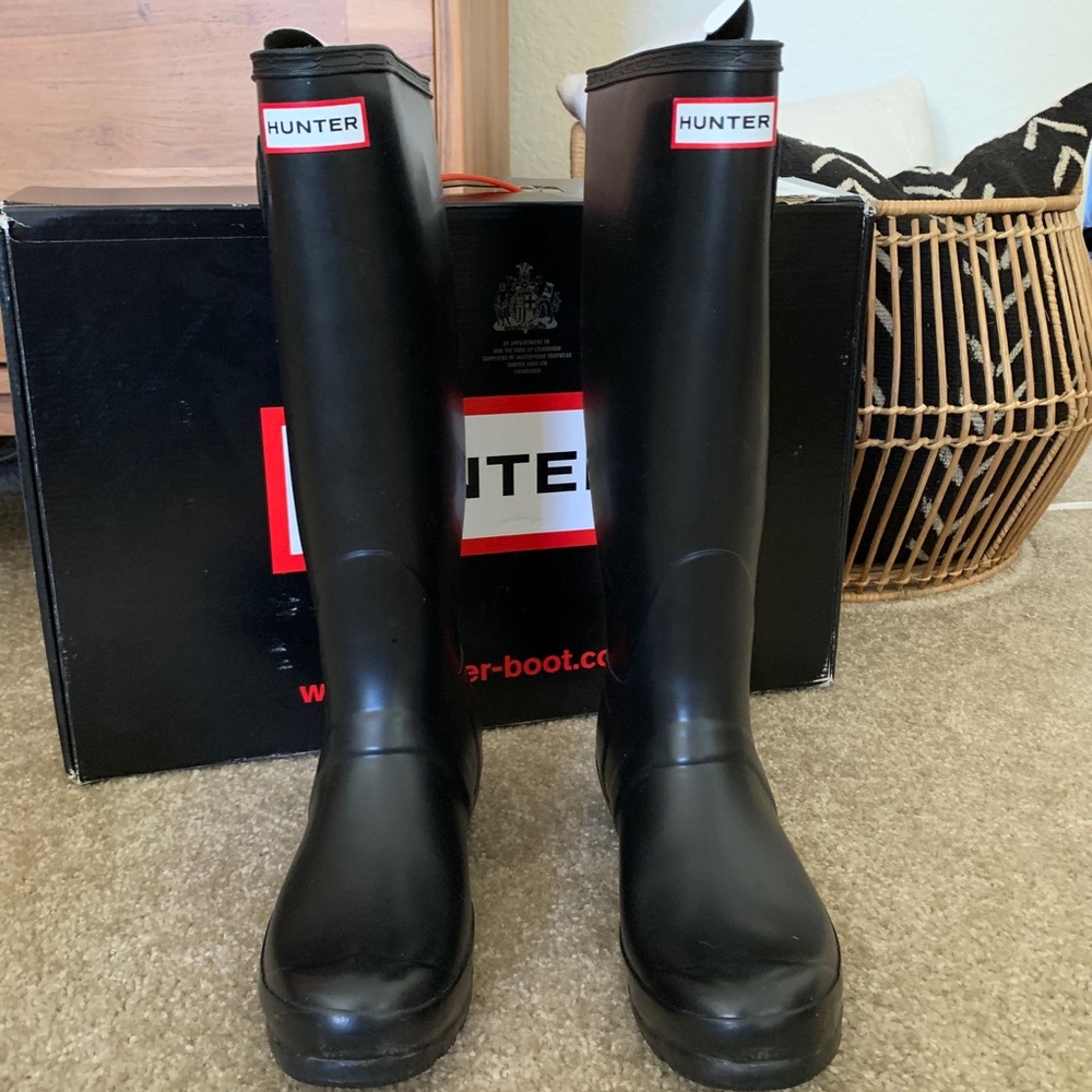 Hunter Tall Boots, Black, Size 38